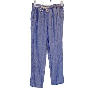 C&C California women's Medium blue 100% linen pants cord belt Boho minimalist